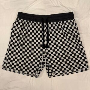 George Men's Black and White Checkered Athletic Shorts